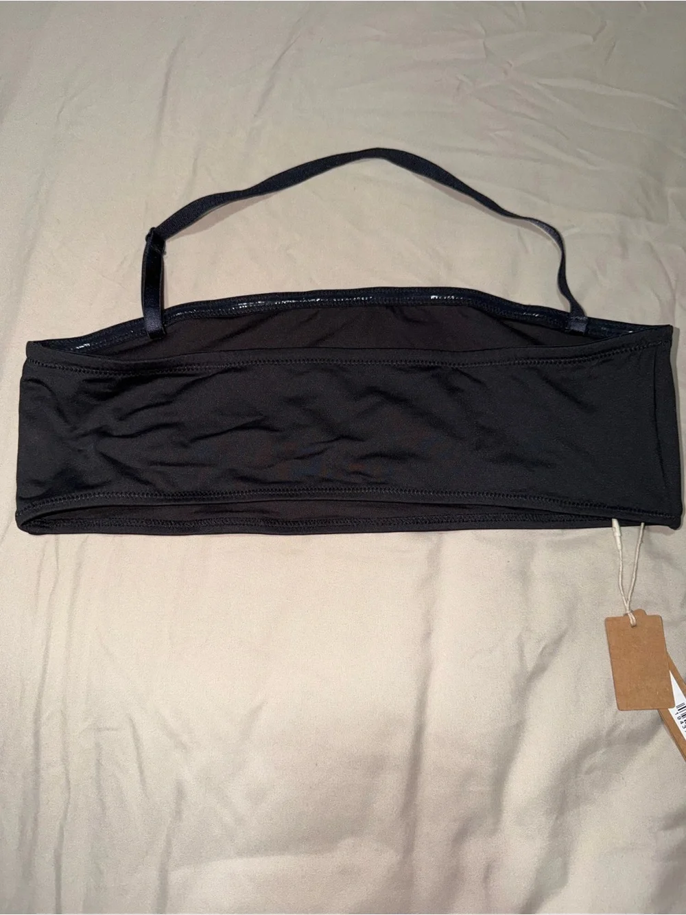 SKIMS Black Strapless Bikini Top